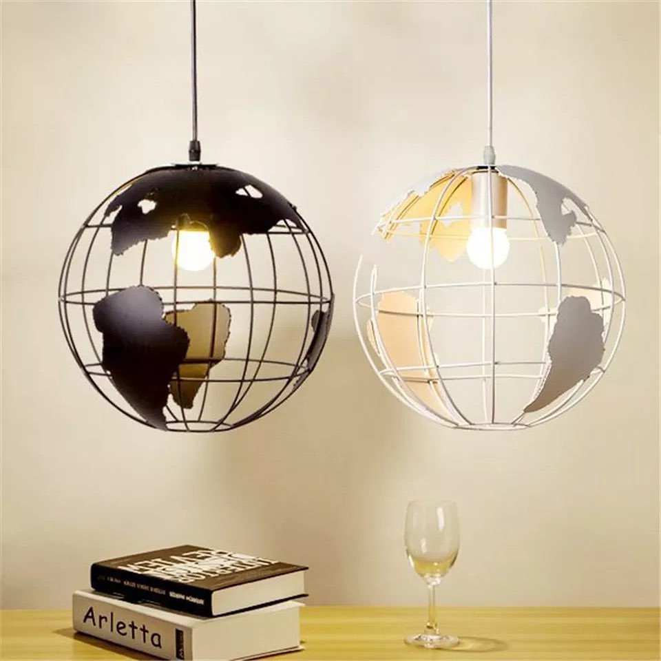 Modern Globe Pendant Lights with Map Design