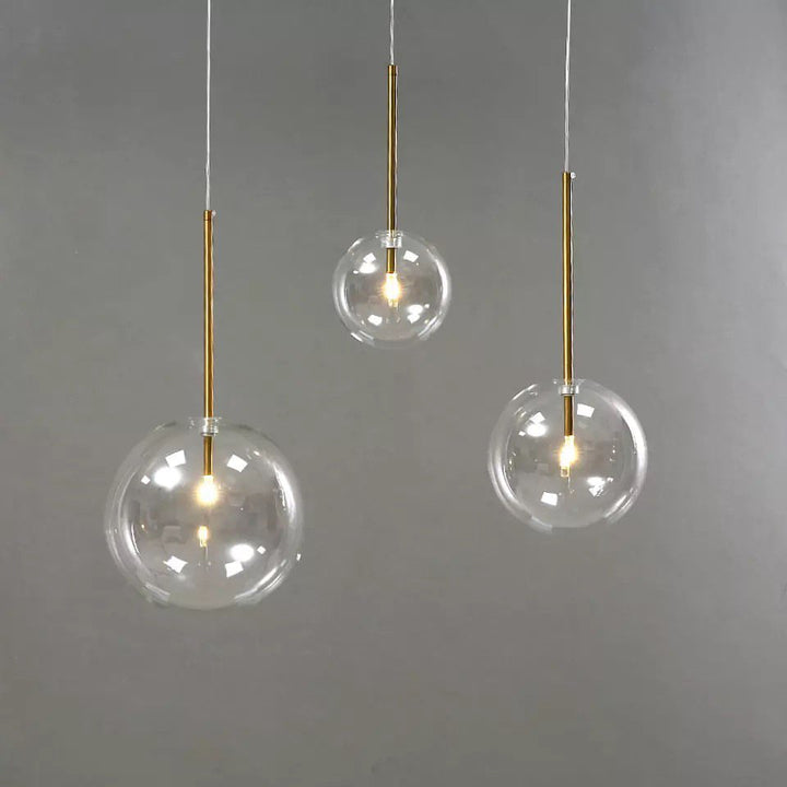 Modern Glass Globe Pendant Lights with Gold Accents