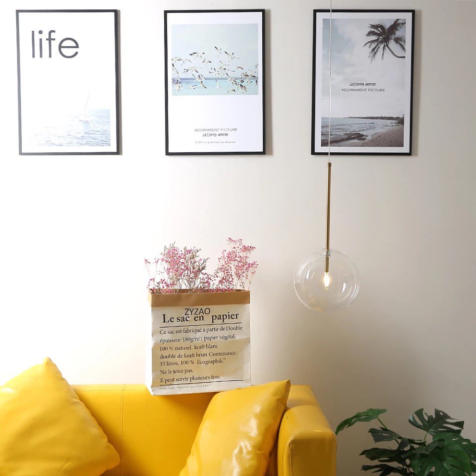 Modern Glass Globe Pendant Lights with Gold Accents