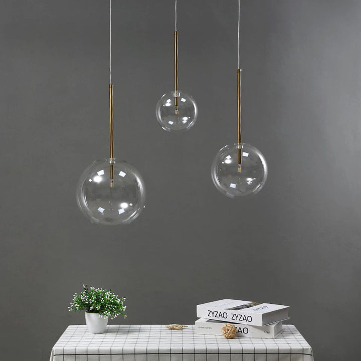 Modern Glass Globe Pendant Lights with Gold Accents