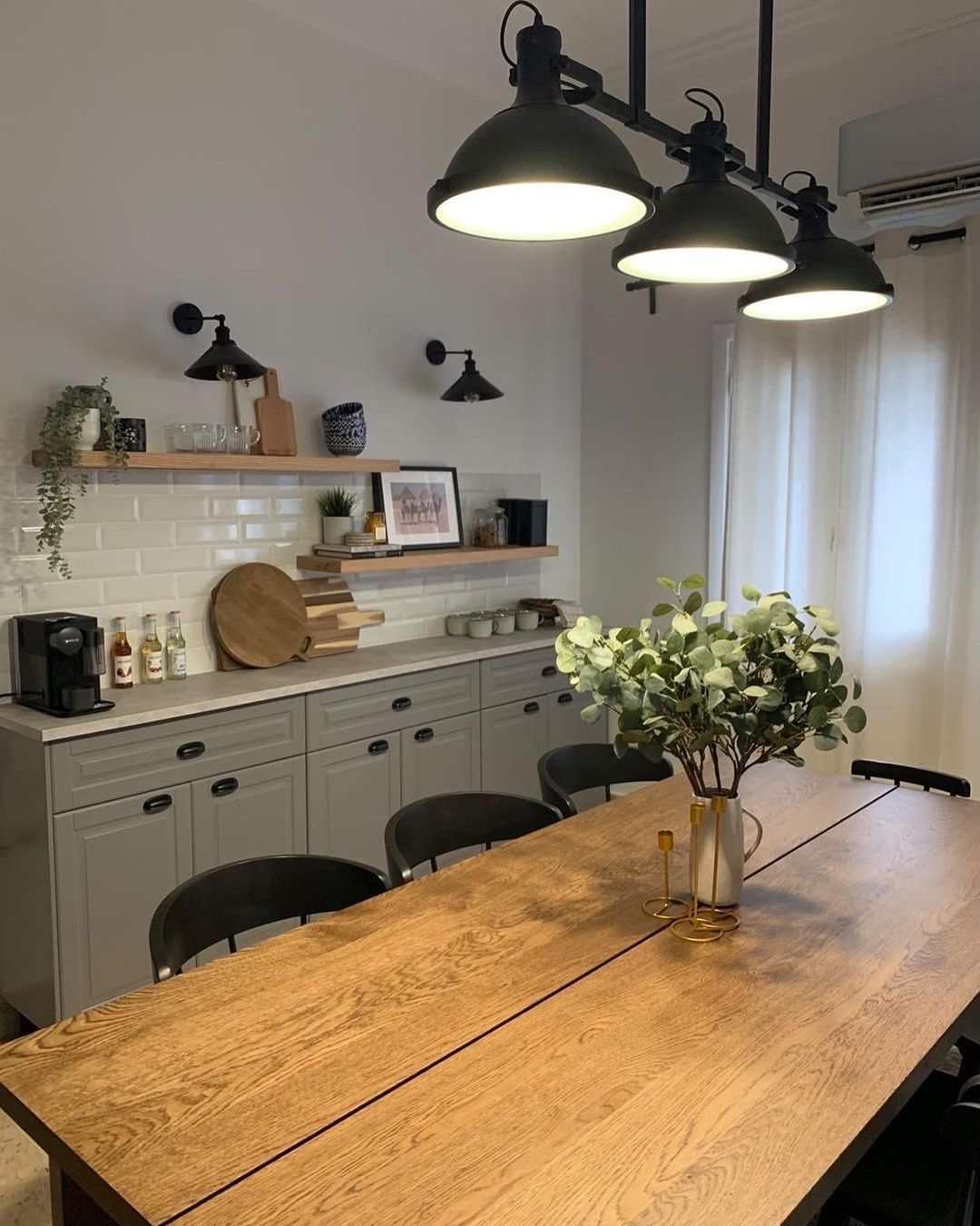 Industrial Pendant Lighting with Black Dome Shades