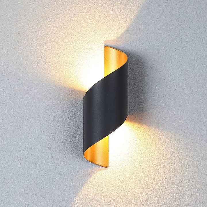 Modern LED Wall Sconce with Black and Gold Spiral Design