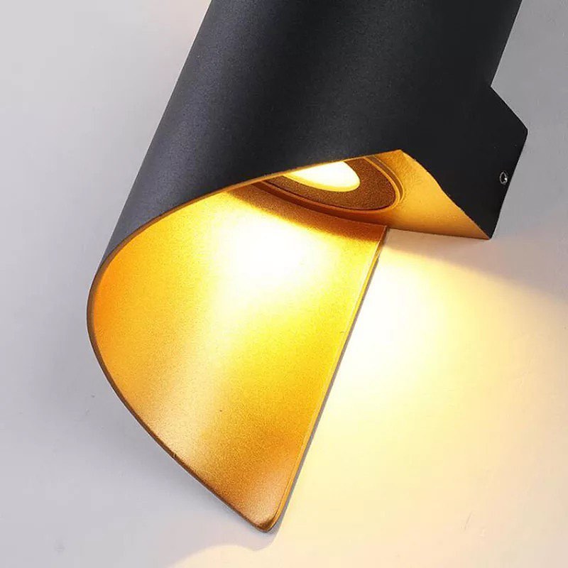 Modern LED Wall Sconce with Black and Gold Spiral Design