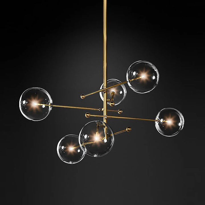 Modern Branch-Style Chandelier with Clear Glass Globes