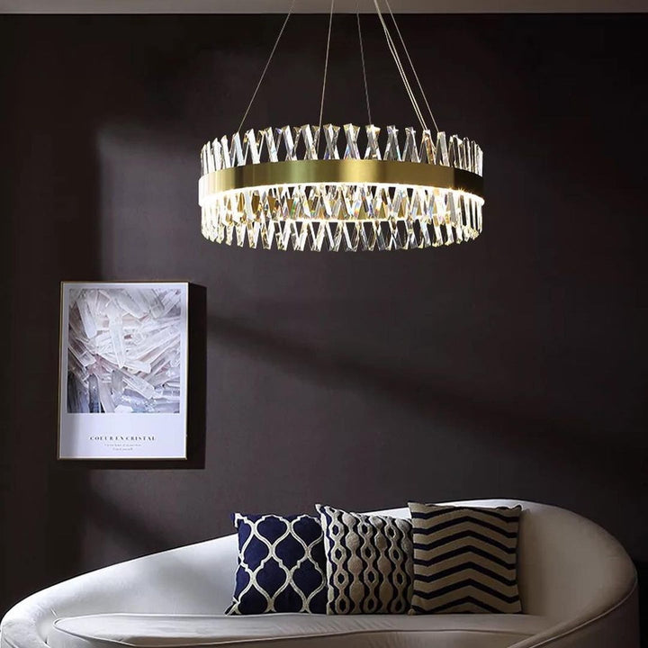 Modern Crystal Ring Chandelier with Golden Finish