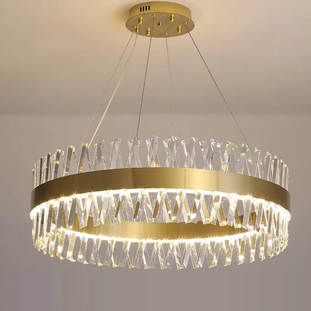 Modern Crystal Ring Chandelier with Golden Finish