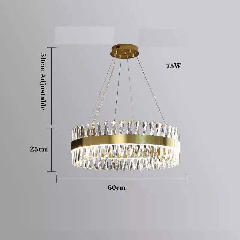 Modern Crystal Ring Chandelier with Golden Finish