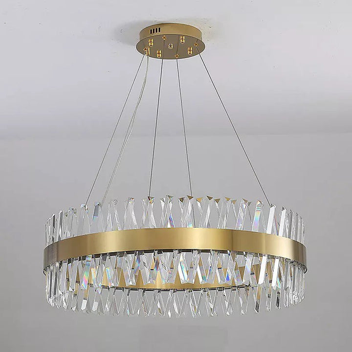 Modern Crystal Ring Chandelier with Golden Finish