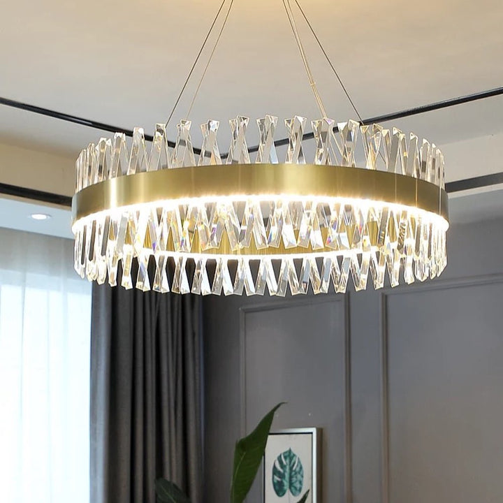 Modern Crystal Ring Chandelier with Golden Finish