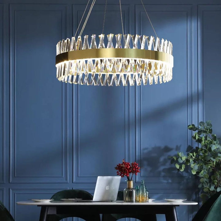 Modern Crystal Ring Chandelier with Golden Finish