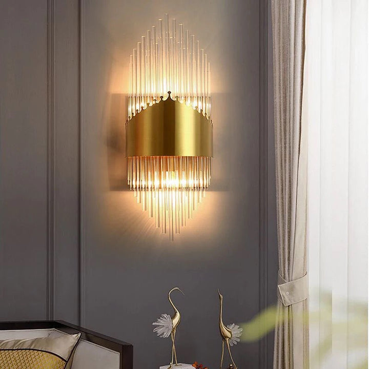 Luxury Golden Wall Sconce with Crystal Rods