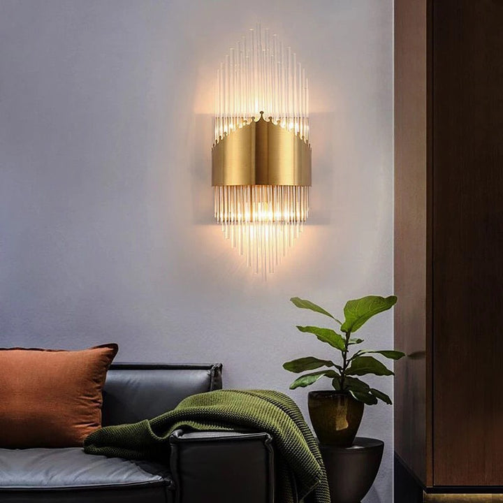 Luxury Golden Wall Sconce with Crystal Rods