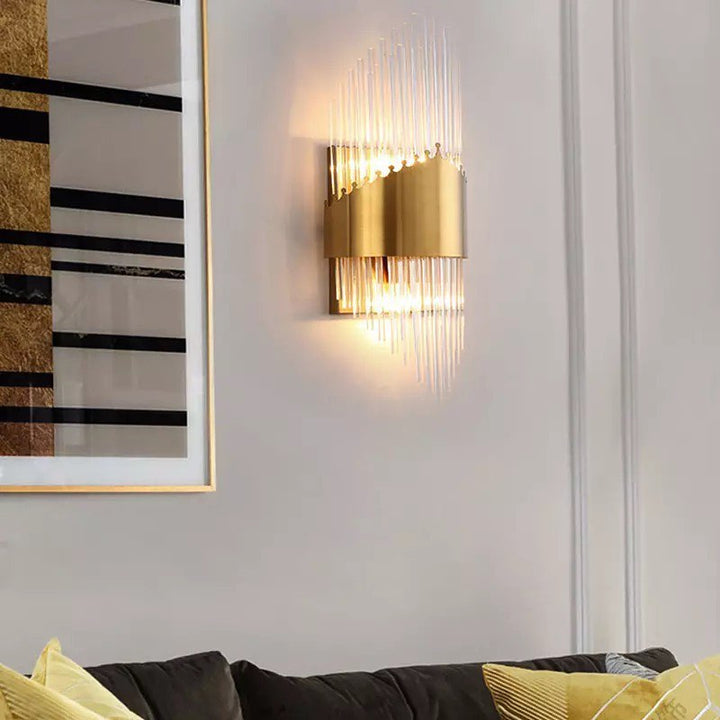 Luxury Golden Wall Sconce with Crystal Rods