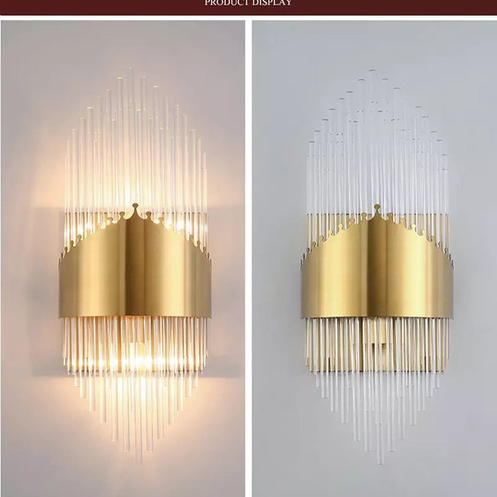 Luxury Golden Wall Sconce with Crystal Rods