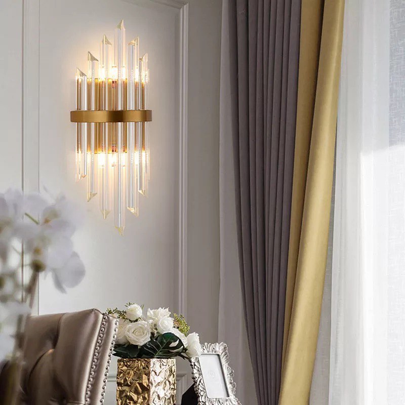 Luxury Crystal Wall Sconce with Gold Finish