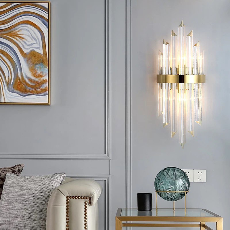 Luxury Crystal Wall Sconce with Gold Finish