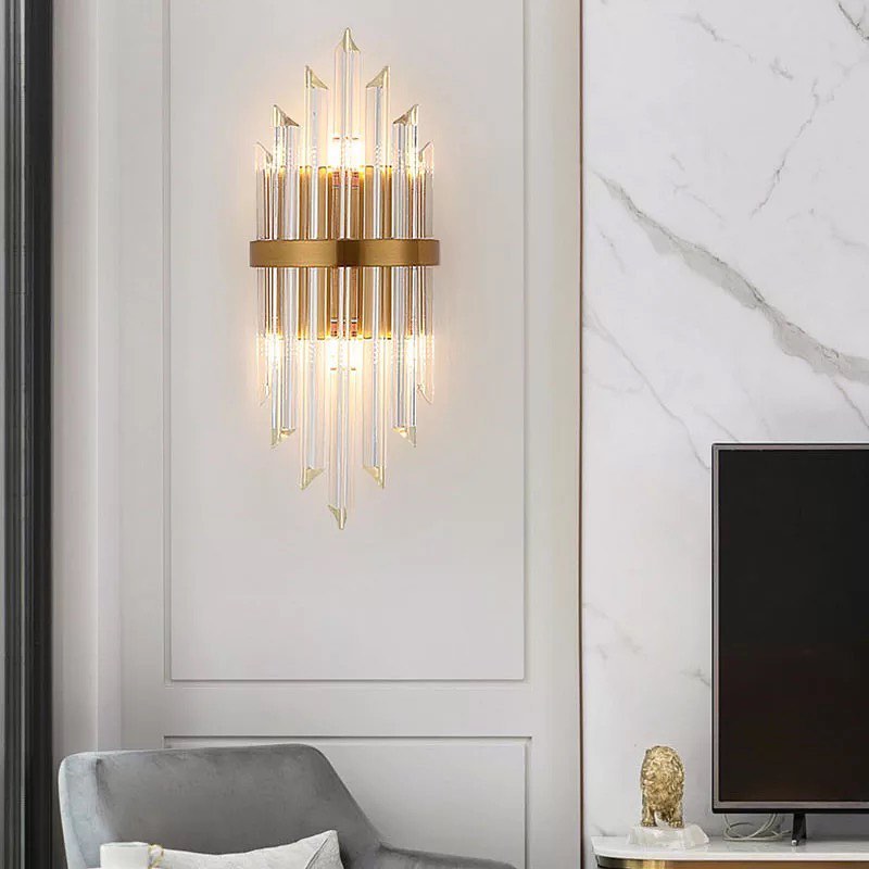 Luxury Crystal Wall Sconce with Gold Finish