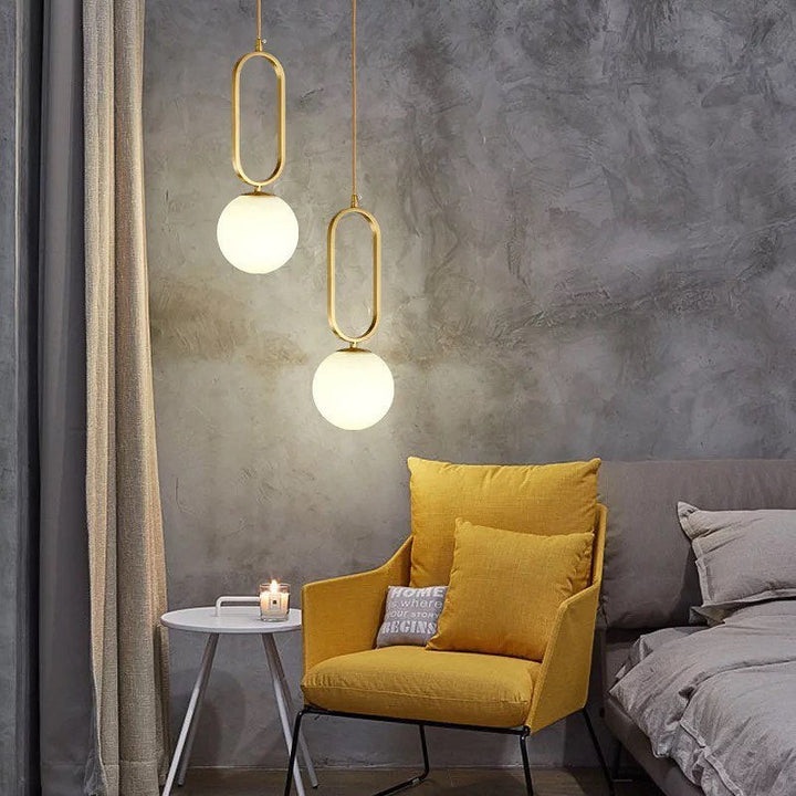 Modern Pendant Light Duo with Oval Frame