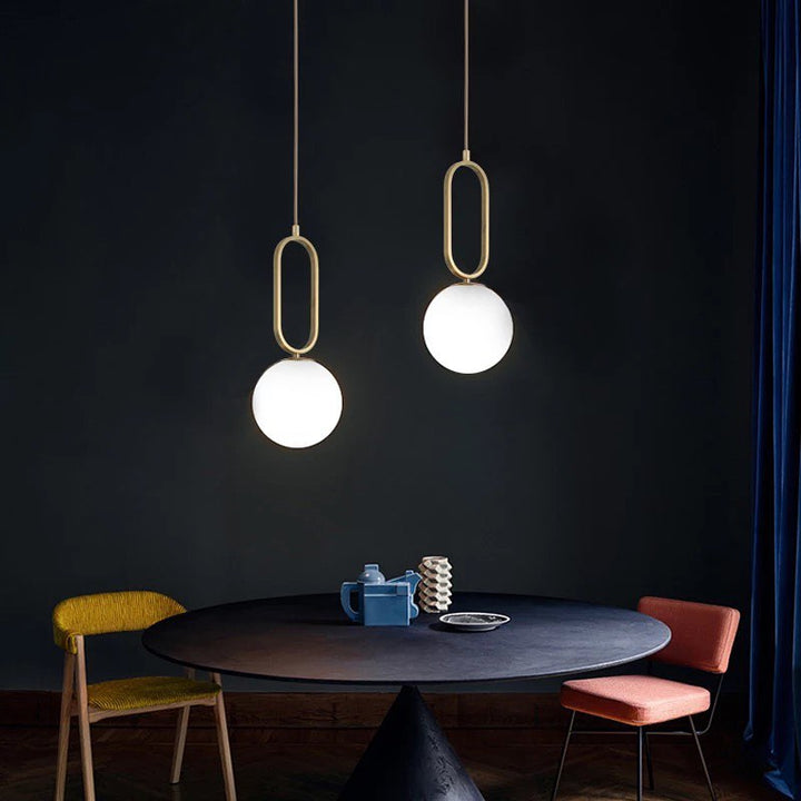 Modern Pendant Light Duo with Oval Frame