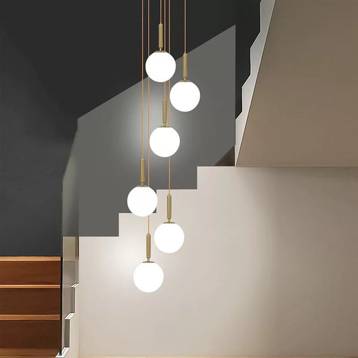 Modern Staircase Pendant Light with Globe Design