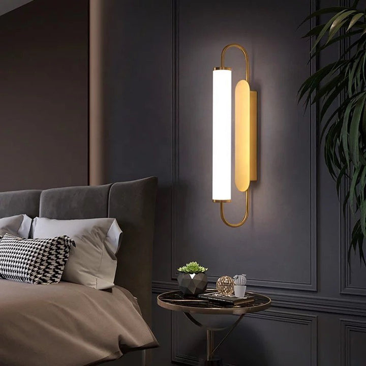 Modern LED Wall Light with Sleek Golden Frame