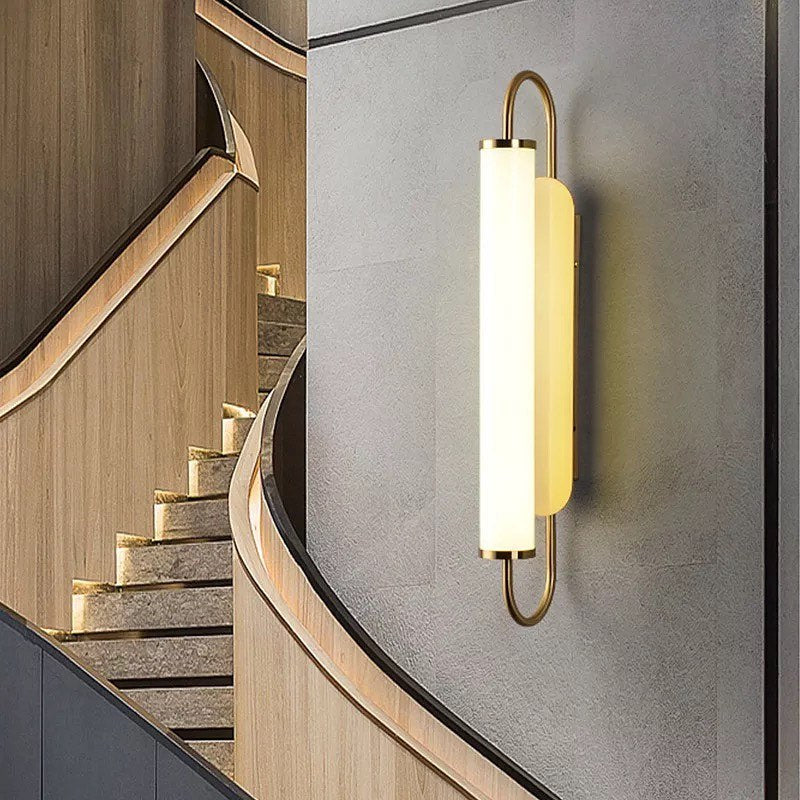 Modern LED Wall Light with Sleek Golden Frame