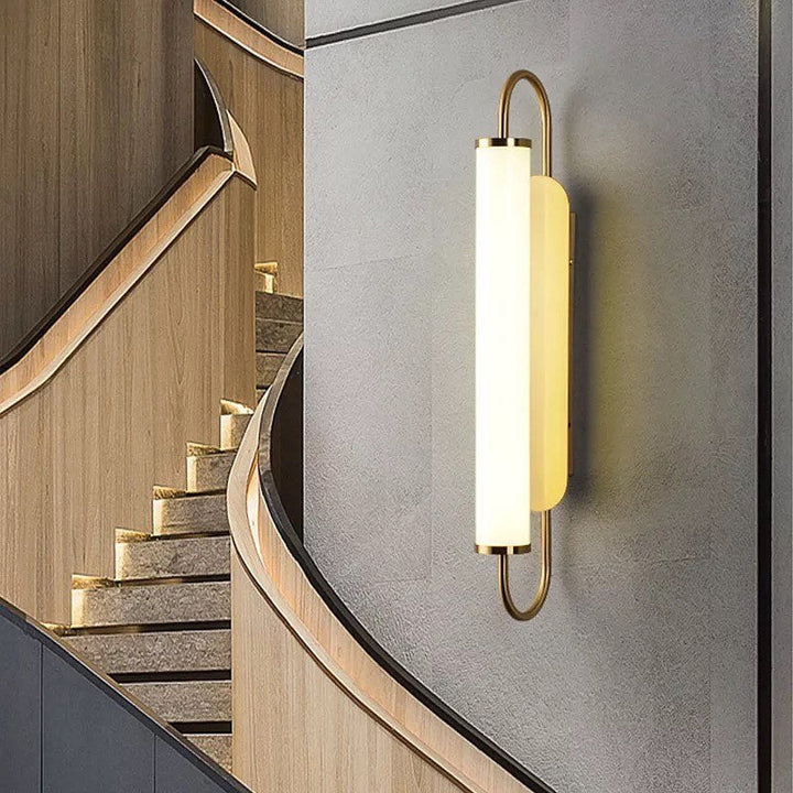 Modern LED Wall Light with Sleek Golden Frame