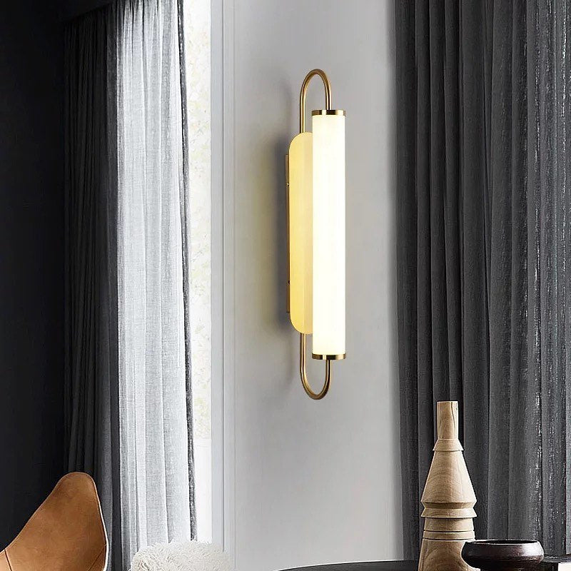 Modern LED Wall Light with Sleek Golden Frame