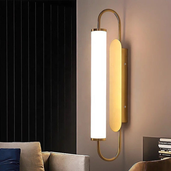 Modern LED Wall Light with Sleek Golden Frame