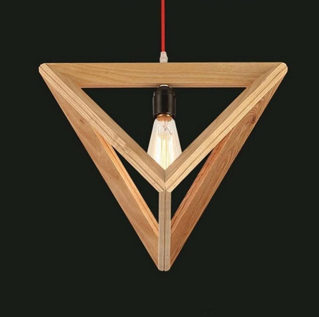 Modern Wooden Triangle Pendant Light Set for Dining Room