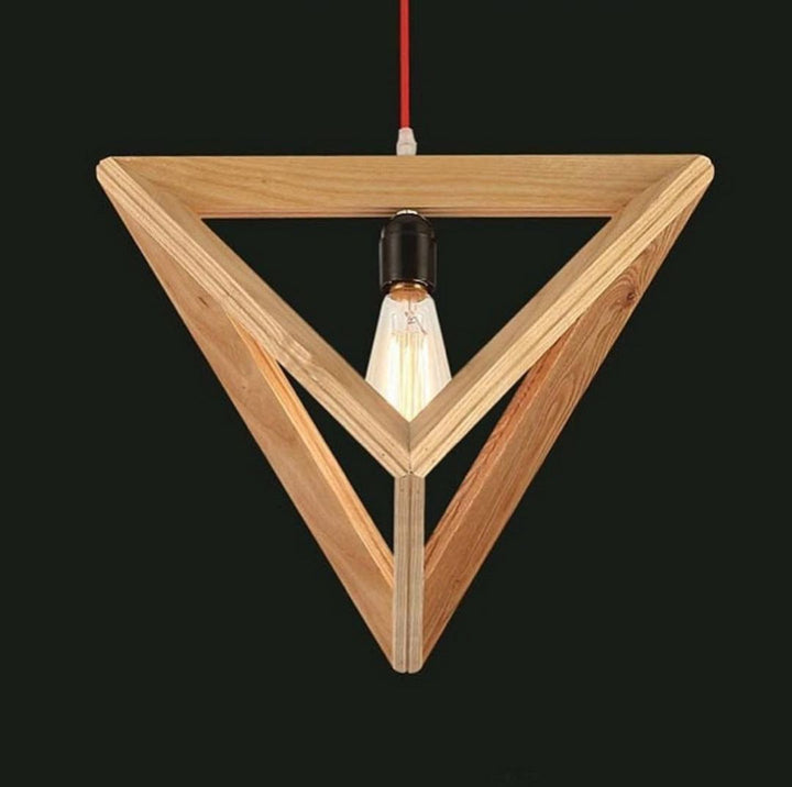 Modern Wooden Triangle Pendant Light Set for Dining Room