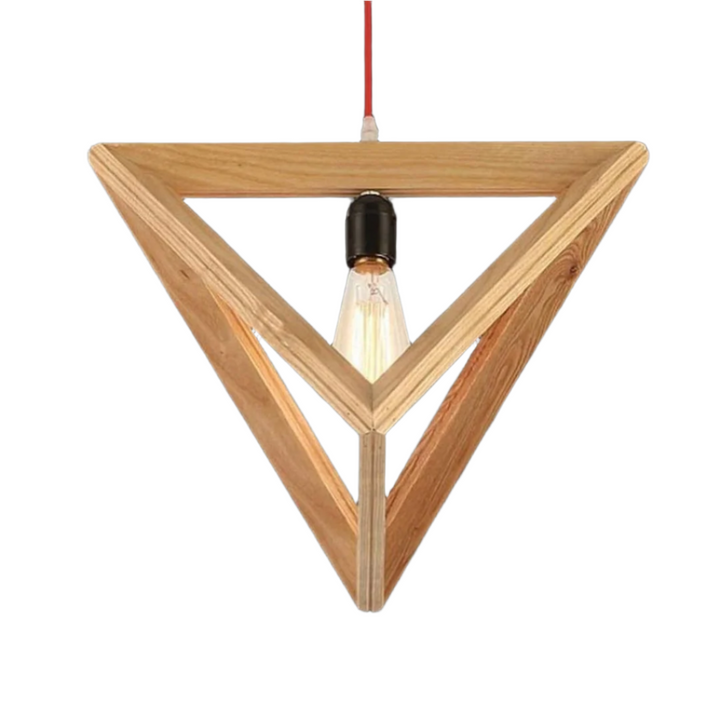 Modern Wooden Triangle Pendant Light Set for Dining Room