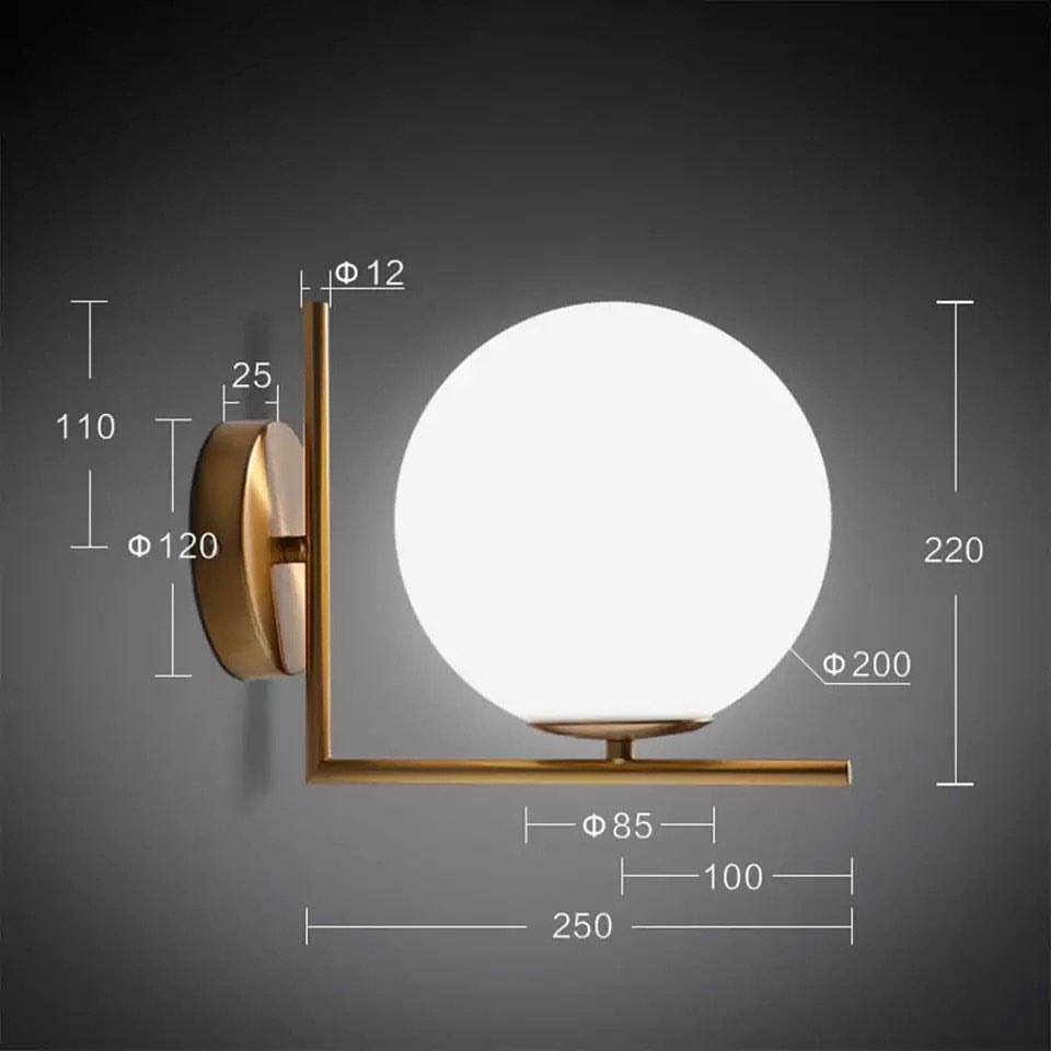 Modern Globe Wall Light with Brass Finish