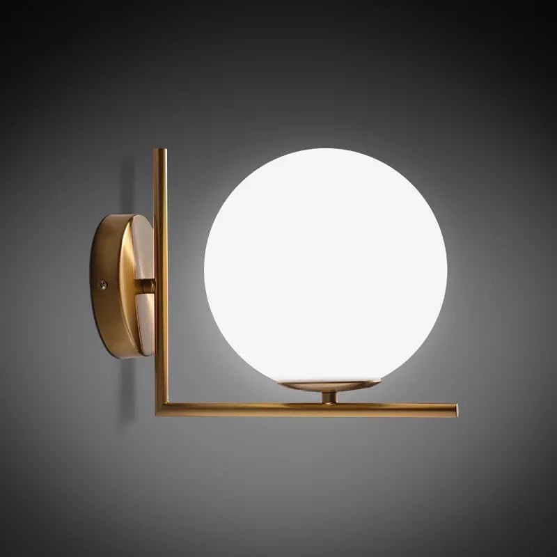 Modern Globe Wall Light with Brass Finish