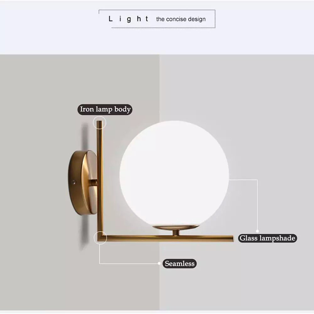 Modern Globe Wall Light with Brass Finish