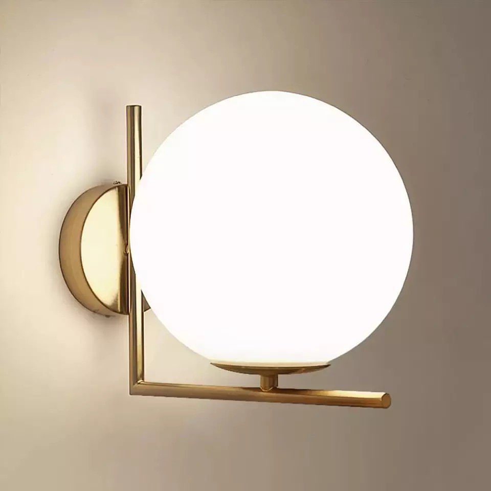 Modern Globe Wall Light with Brass Finish