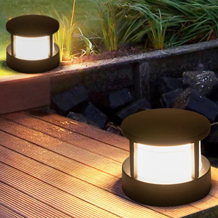 Modern Outdoor LED Bollard Light in Black