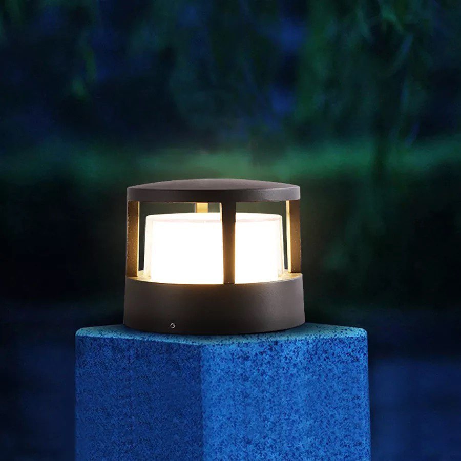 Modern Outdoor LED Bollard Light in Black