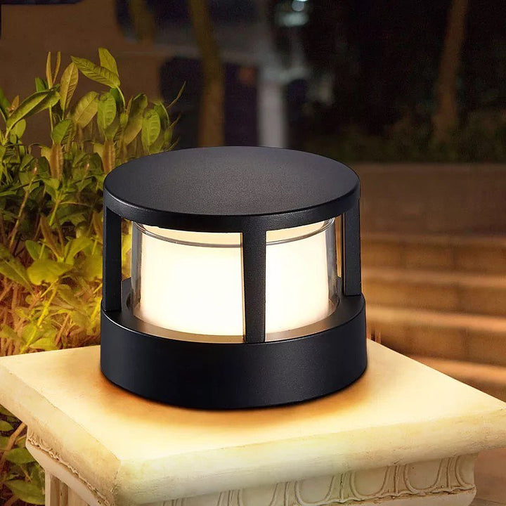 Modern Outdoor LED Bollard Light in Black