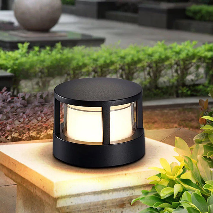 Modern Outdoor LED Bollard Light in Black