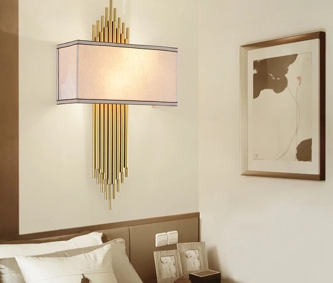 Elegant Wall Sconce with Brass Accents for Bedroom Lighting