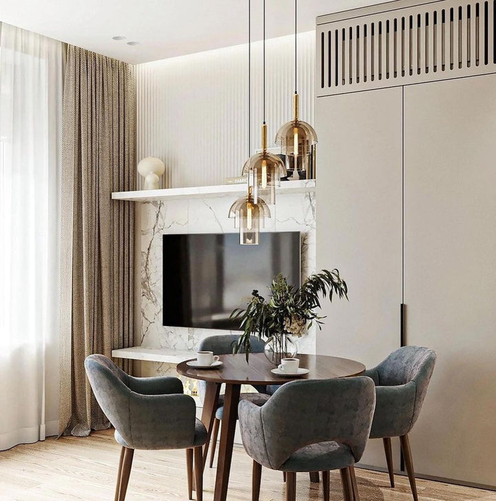 Modern Pendant Lighting with Gold Glass Shades