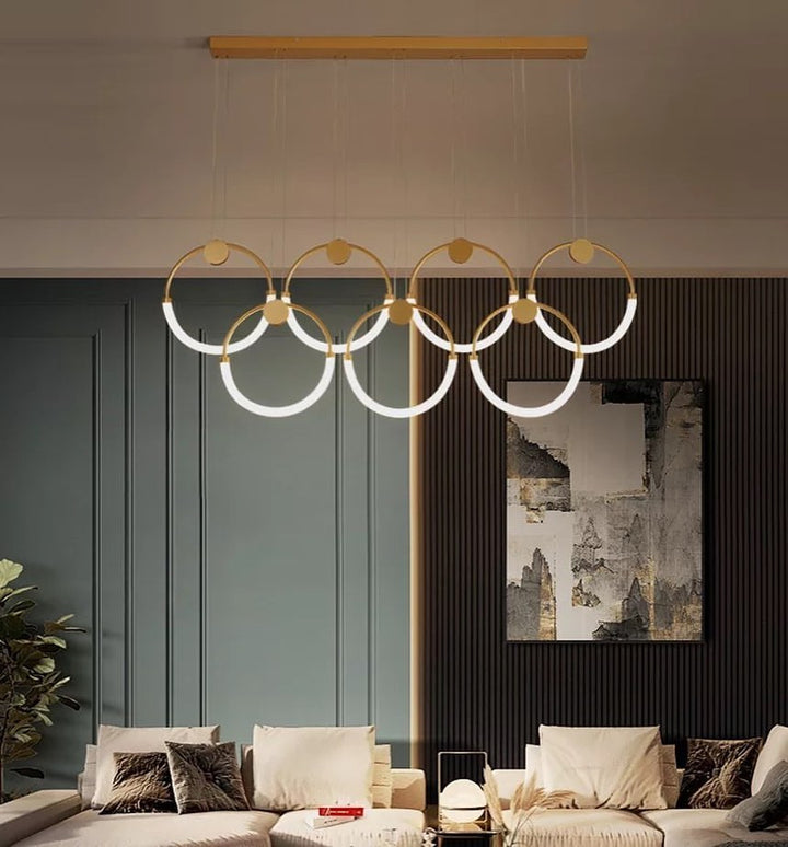 Luxury LED Ring Chandelier with Gold Finish for Living Room