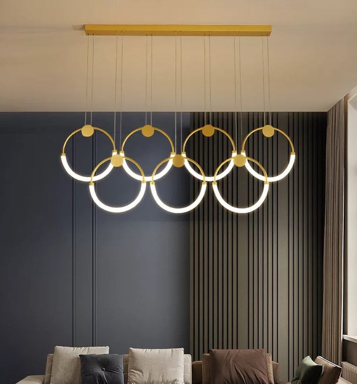 Luxury LED Ring Chandelier with Gold Finish for Living Room