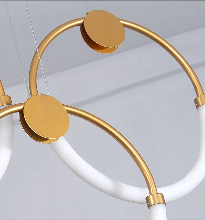 Luxury LED Ring Chandelier with Gold Finish for Living Room