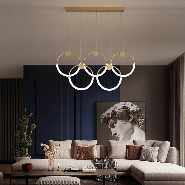 Modern LED Circle Pendant Chandelier with Gold Finish for Living Room