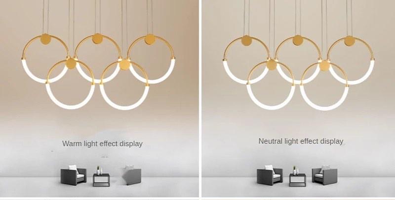 Modern LED Circle Pendant Chandelier with Gold Finish for Living Room