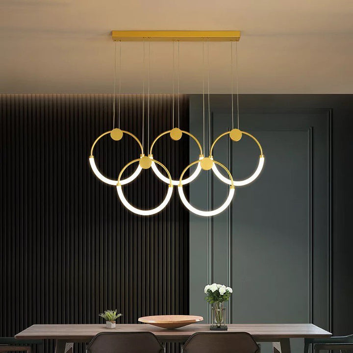 Modern LED Circle Pendant Chandelier with Gold Finish for Living Room