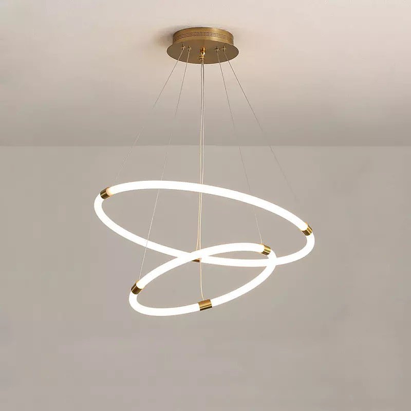 Modern LED Multi-Ring Chandelier with Adjustable Circular Design for Large Spaces