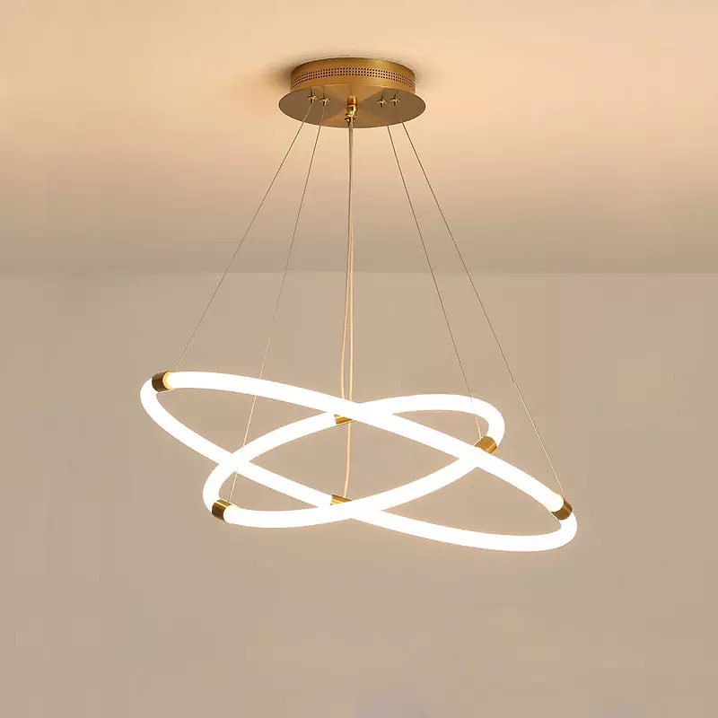 Modern LED Multi-Ring Chandelier with Adjustable Circular Design for Large Spaces